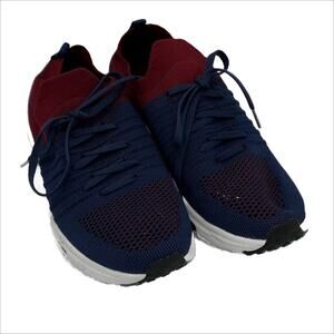 Baldi London Men's Cantona Sneakers in Navy/Maroon Size 8